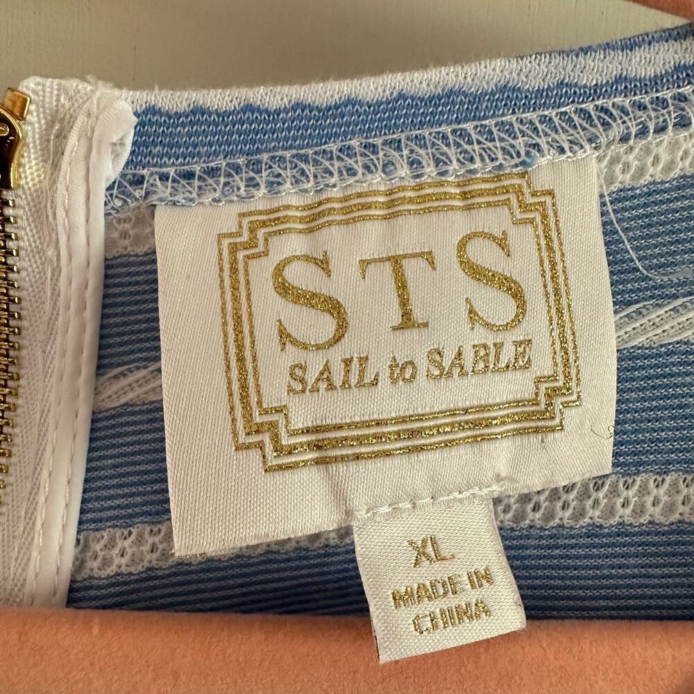 STS Sail To Sable Blue And White Stripe Nautical Coastal Dress XL - Picture 9 of 10